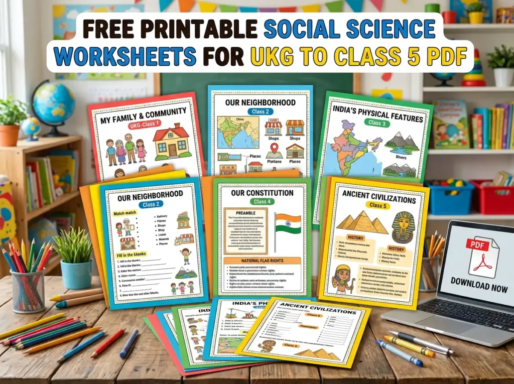 Free Printable Social Science Worksheets for UKG to Class 5 PDF
